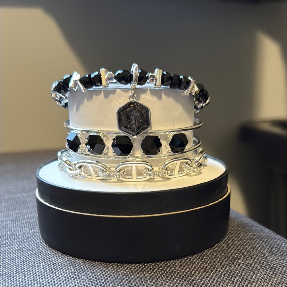Black and Silver Bracelet Set